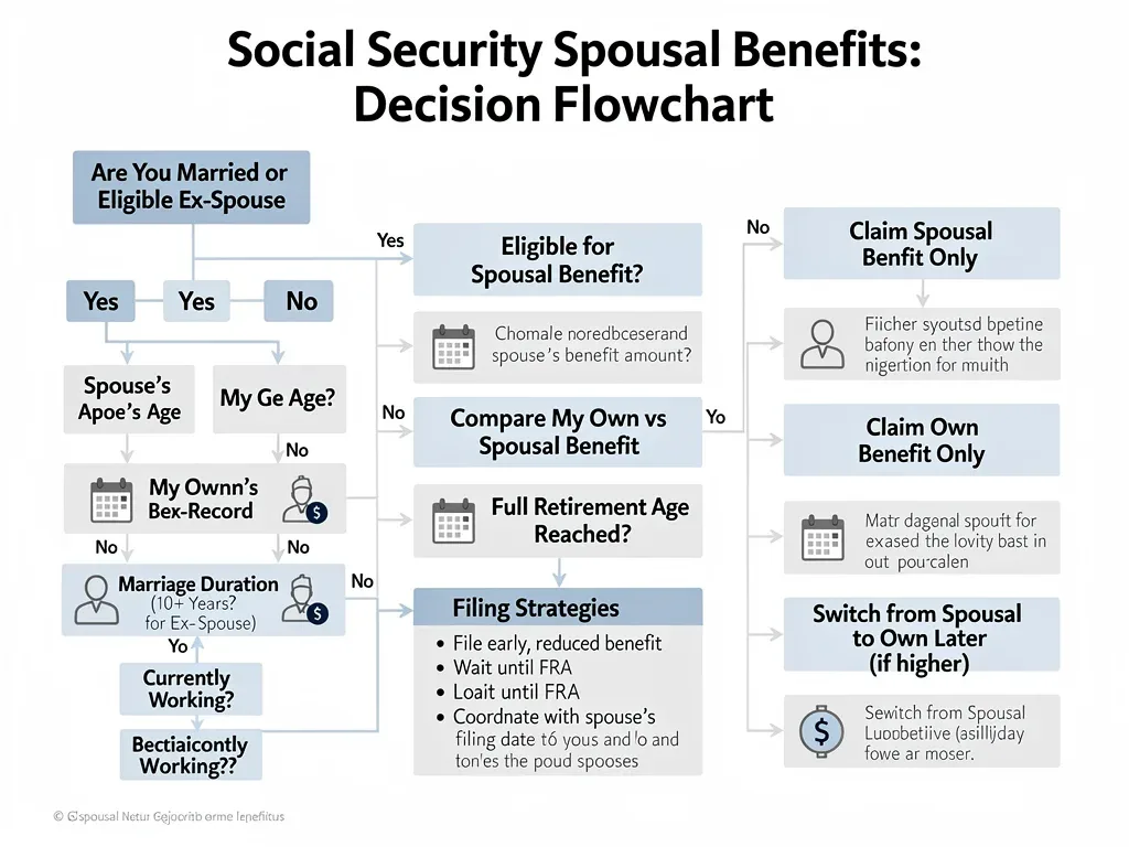 Illustration comparing Social Security spouse, retirement and survivor claiming decisions