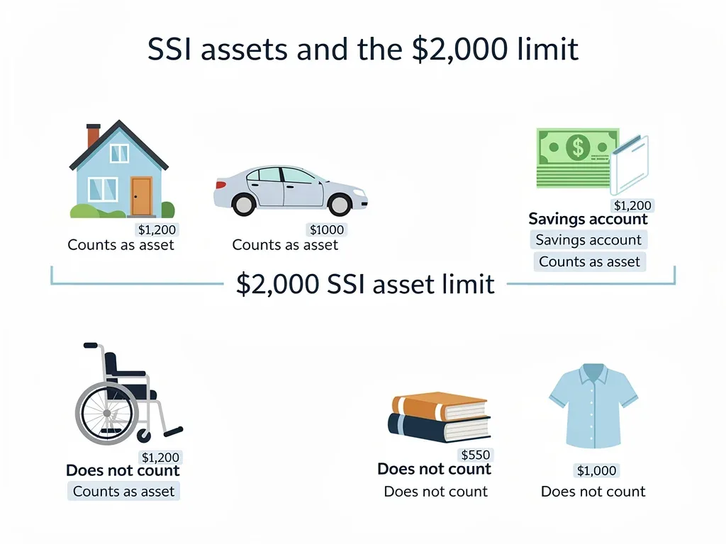 Illustration of SSI asset limits and excluded items