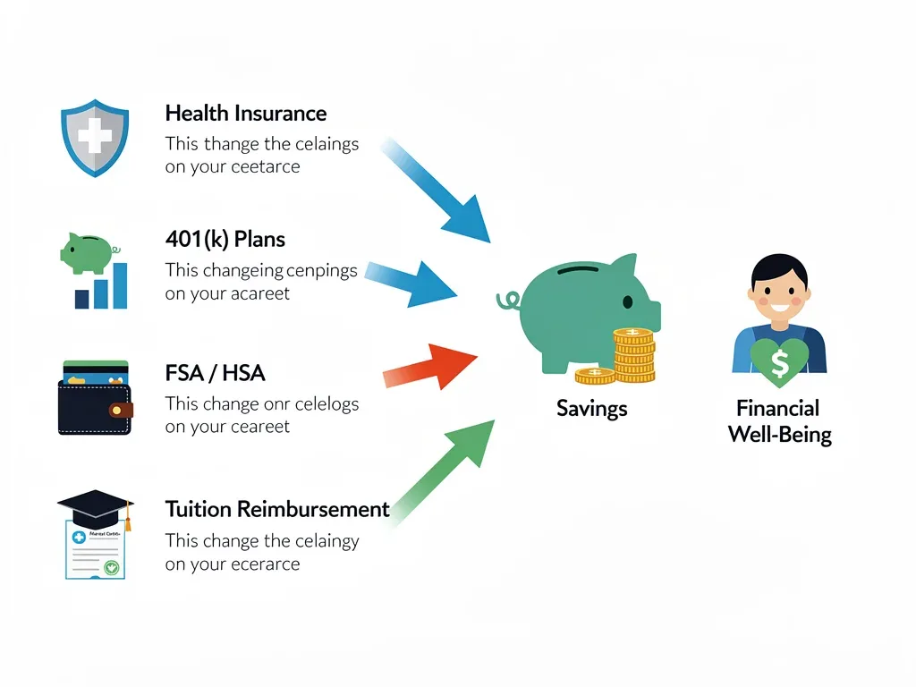 Infographic of diverse employer benefits leading to financial savings