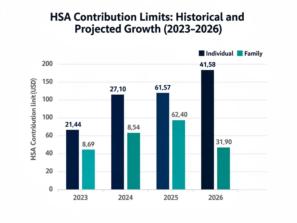 Infographic showing HSA contribution limit increases over the years