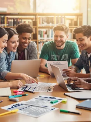 College students discussing FAFSA changes for financial aid