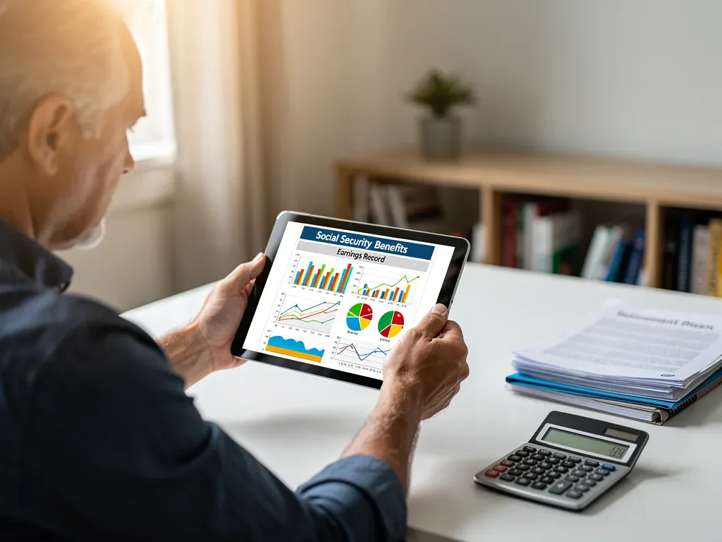 Individual reviewing Social Security statements and financial plans