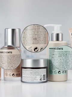 Detailed cosmetic product labels under scrutiny, representing new FDA regulations