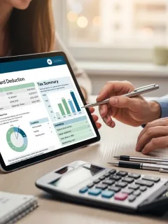 Couple reviewing tax documents for 2026 standard deduction