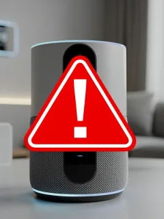 Smart home device with a red security warning symbol, indicating a product recall.