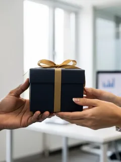 Hands exchanging a gift, symbolizing the 2026 gift tax exclusion and wealth transfer strategies