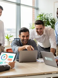 Diverse employees collaborating in a modern office, symbolizing well-being and productivity enhanced by EAPs.