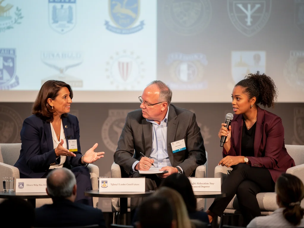 Academic experts discussing the future of higher education and advanced degrees.
