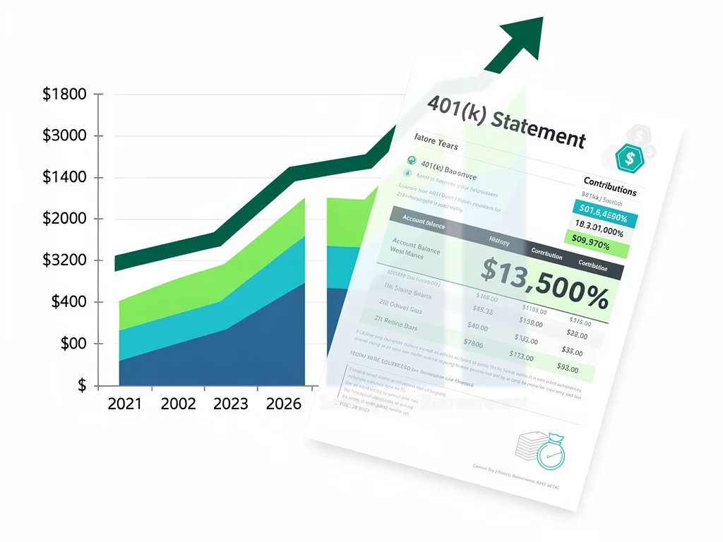 Growth chart illustrating the power of compound interest and long-term 401(k) investment returns.