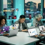 Consumers engaging with digital subscription services on multiple devices