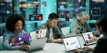 Consumers engaging with digital subscription services on multiple devices