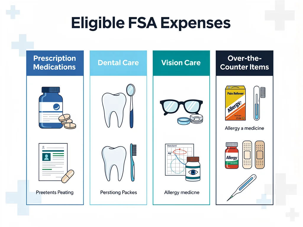 Infographic of eligible FSA expenses for healthcare savings
