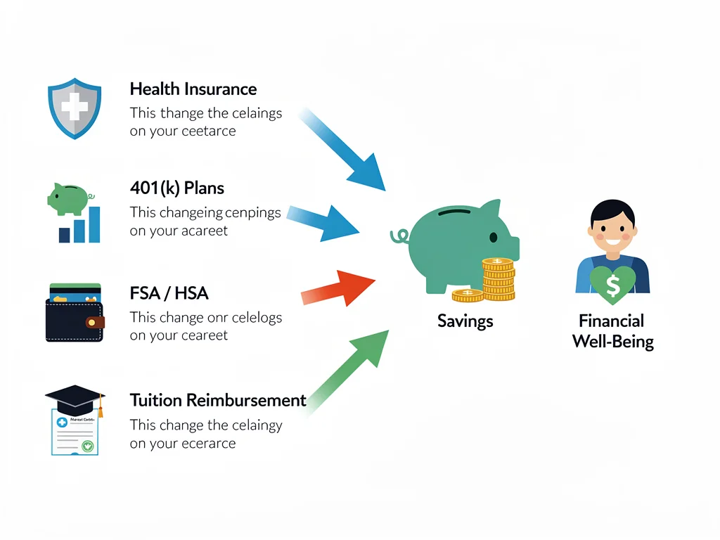 Infographic of diverse employer benefits leading to financial savings