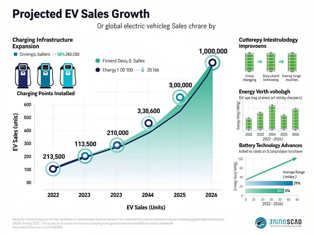 Infographic detailing electric vehicle sales projection to 1 million by 2026.