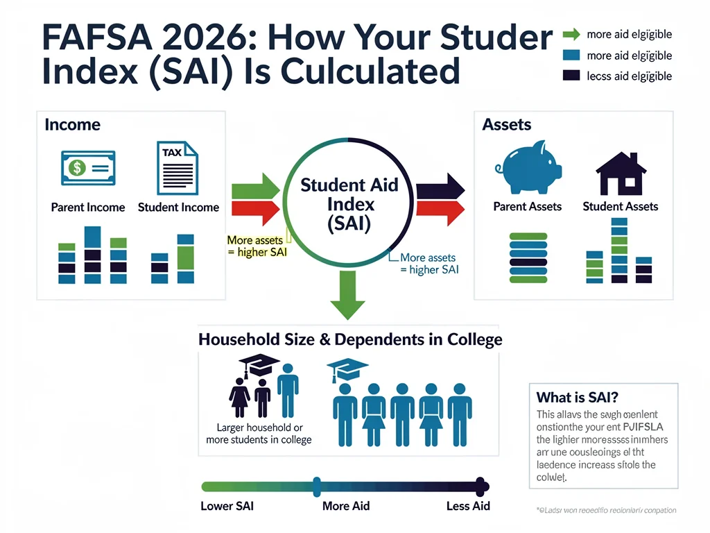 Infographic explaining new FAFSA Student Aid Index calculation