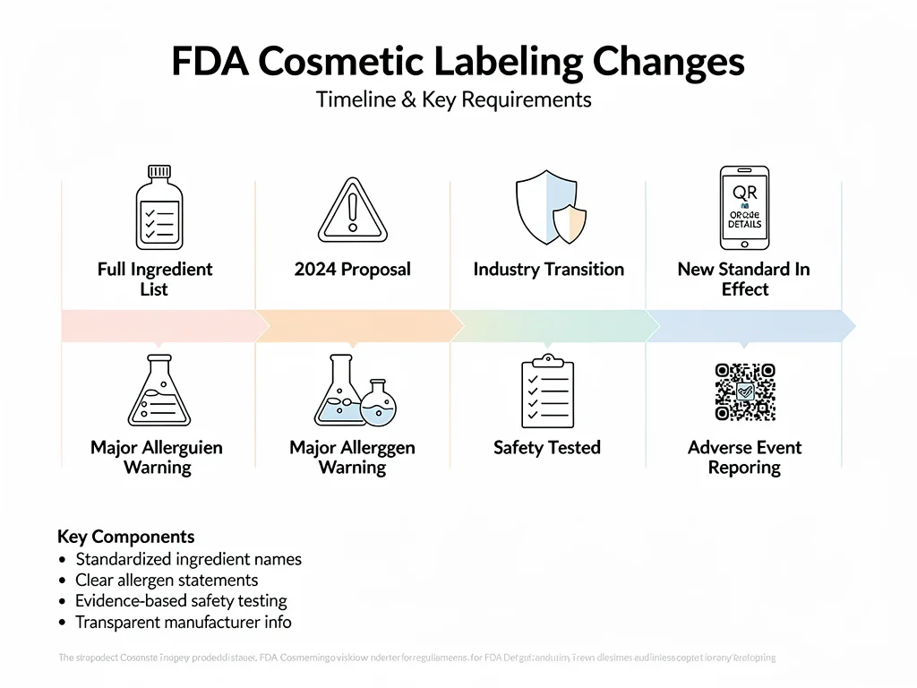 Infographic detailing the timeline and key aspects of new FDA beauty regulations