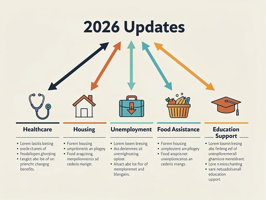 Infographic detailing various federal benefit categories and 2026 updates
