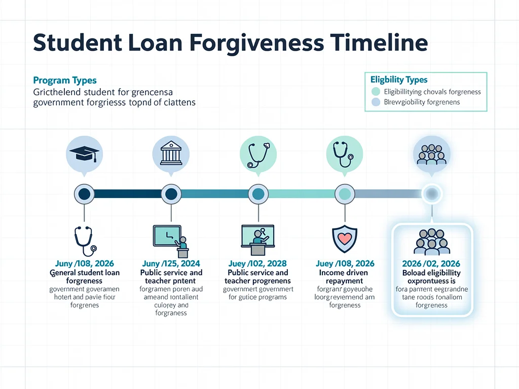 Timeline infographic of student loan forgiveness program milestones.