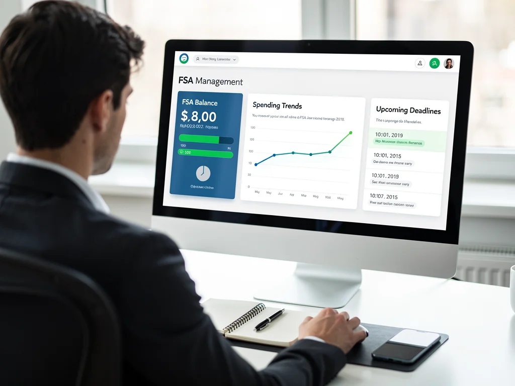 Digital dashboard showing FSA balance and spending management