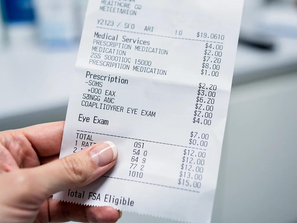 Eligible medical expense receipt for FSA reimbursement.