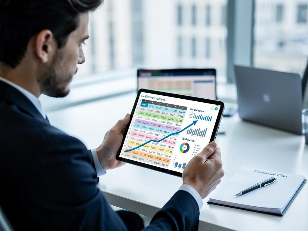 Person analyzing financial data for healthcare cost optimization