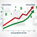 Housing Market Update: Interest Rate Hikes to Slow Growth by 2% Graph depicting housing market growth slowing due to rising interest rates
