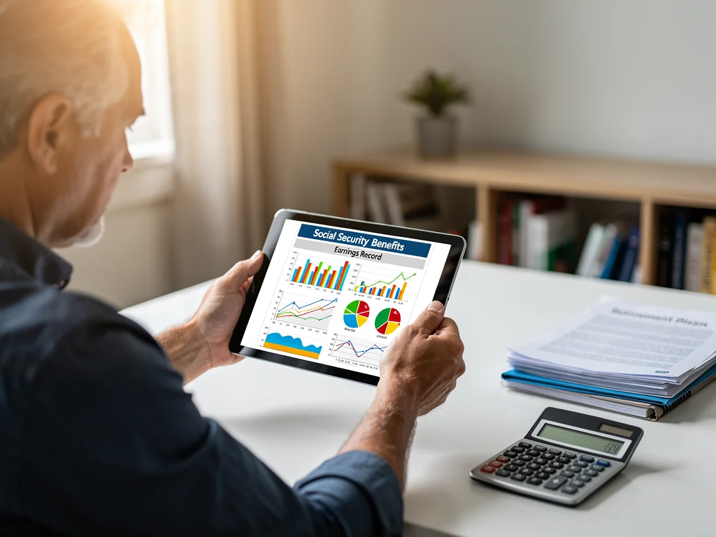Individual reviewing Social Security statements and financial plans