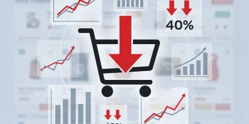 Graphic depicting an 8% dip in online sales, symbolizing retail giant's Q2 2026 earnings report.