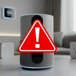 Smart home device with a red security warning symbol, indicating a product recall.