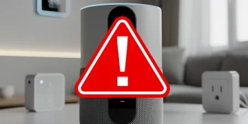 Smart home device with a red security warning symbol, indicating a product recall.