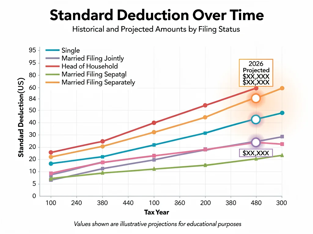 Infographic showing standard deduction historical trends