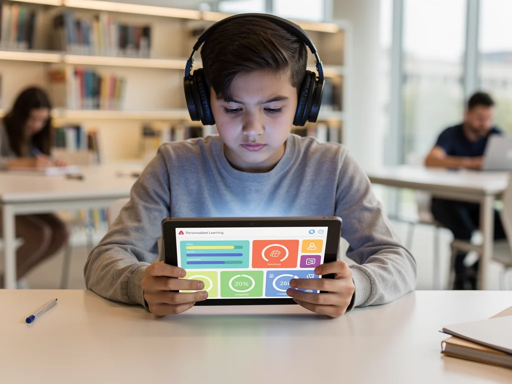 Student utilizing AI personalized learning platform