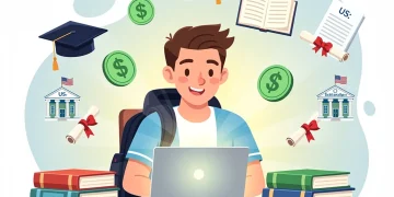 Student joyfully finding scholarships online for college funding