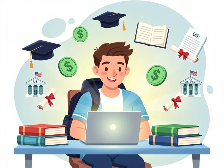 Student joyfully finding scholarships online for college funding