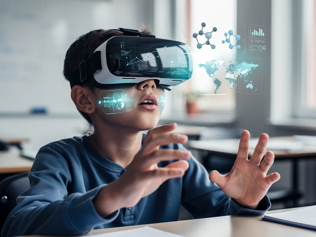 Student engaged in virtual reality learning experience