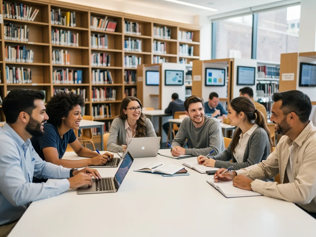 College students benefiting from education tax credits in a library