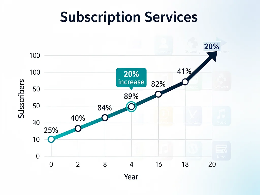 Growth chart showing a 20% increase in subscription services